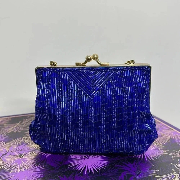 Handbags - Vintage Blue Beaded Bag